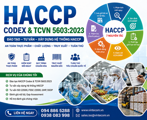 Tư vấn HACCP- Quy phạm vệ sinh an toàn thực phẩm trong sản xuất và chế biến thực phẩm.