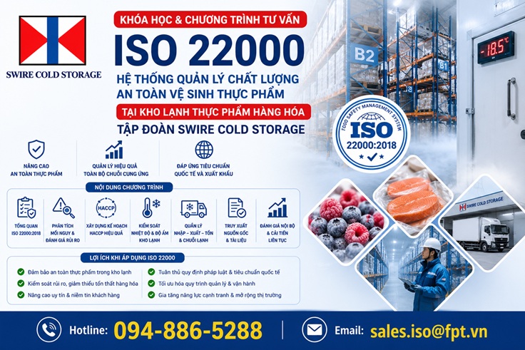 Tư vấn ISO 22000 - Tư vấn Hệ thống quản lý chất lượng an toàn vệ sinh thực phẩm tại kho lạnh- Tập đoàn Swire Cold Storage